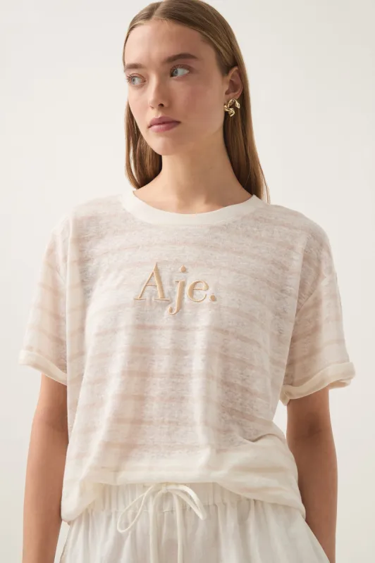 Softly Stripe Logo Tee sold by Aje