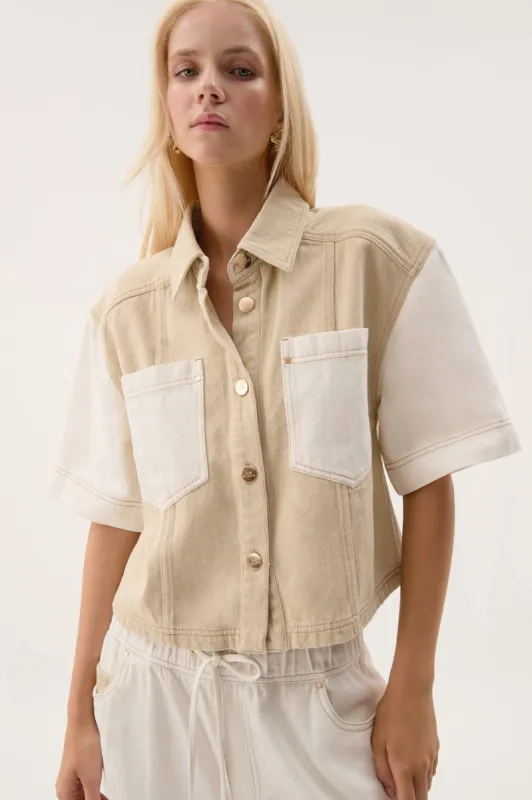 Sadie Cropped Denim Shirt sold by Aje