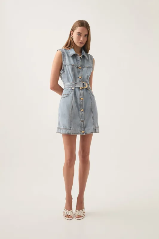 Ray Denim Mini Dress sold by Aje