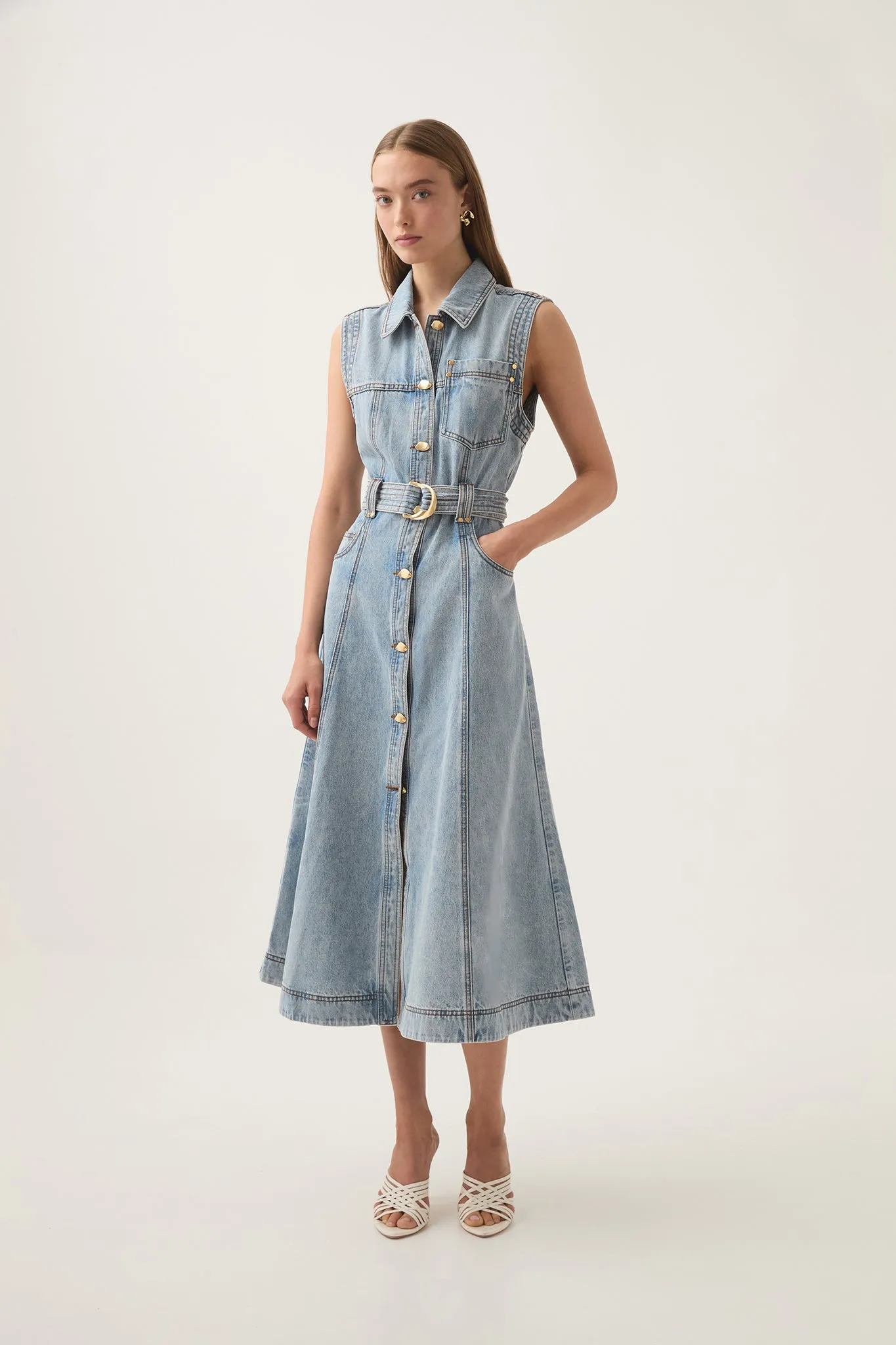 Ray Denim Midi Dress sold by Aje