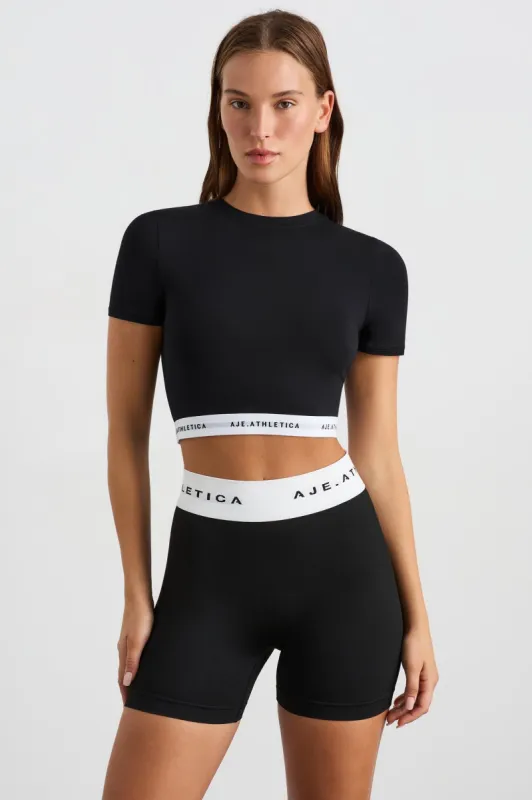 Logo Elastic Cropped Tee sold by Aje