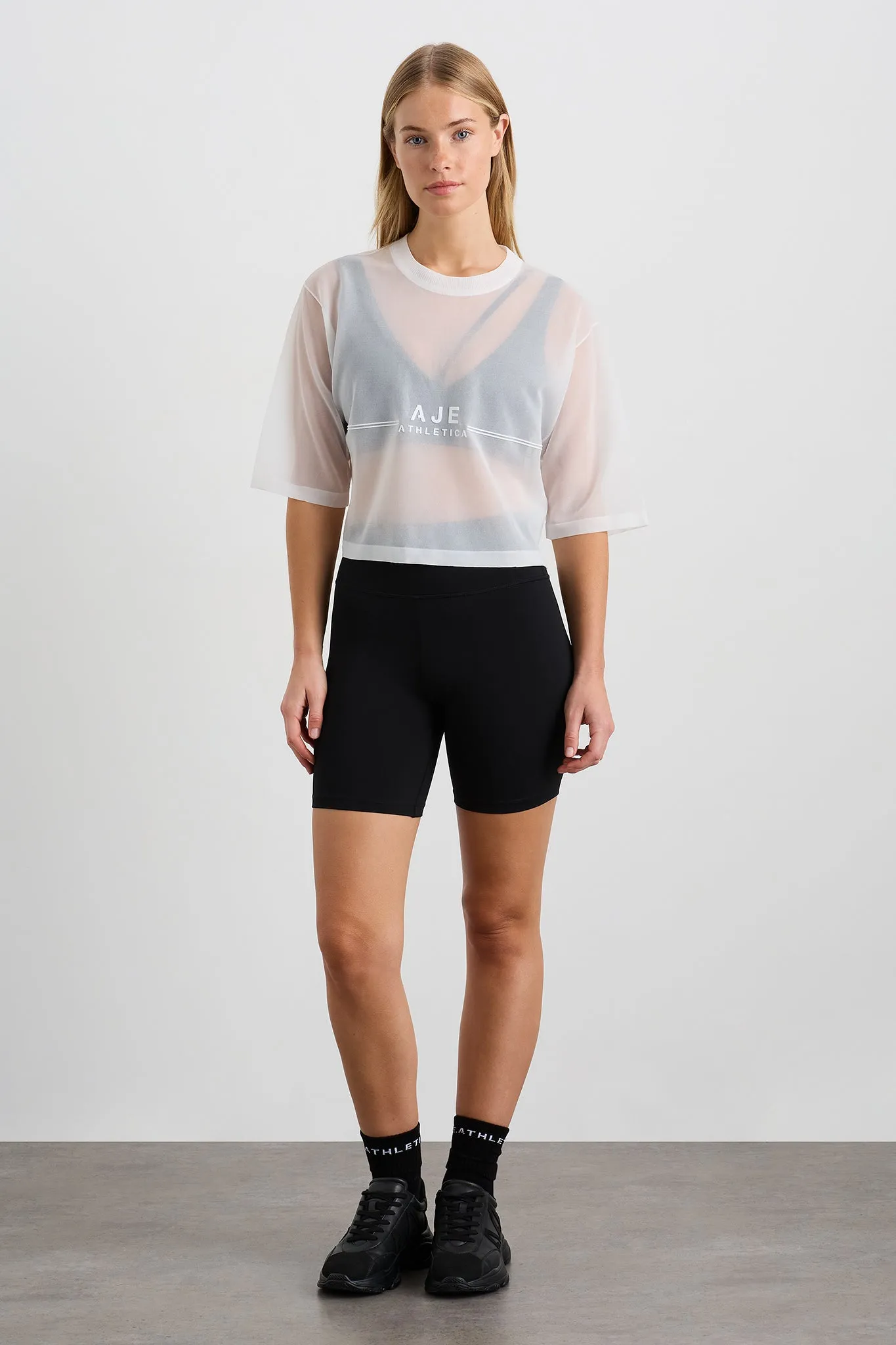 Flocked Logo Knit Tee 102 sold by Aje