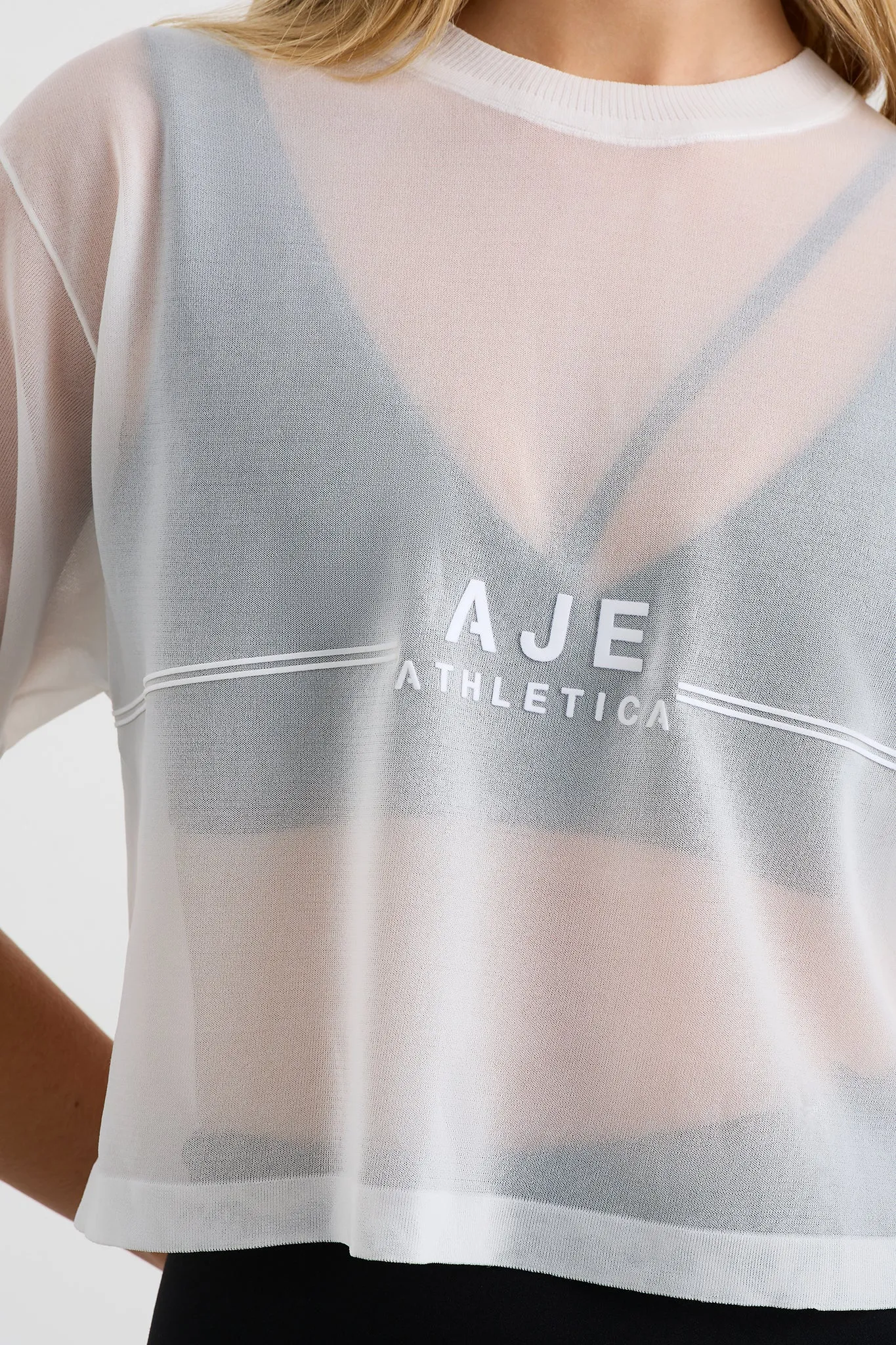 Flocked Logo Knit Tee 102 sold by Aje product image thumbnail 4