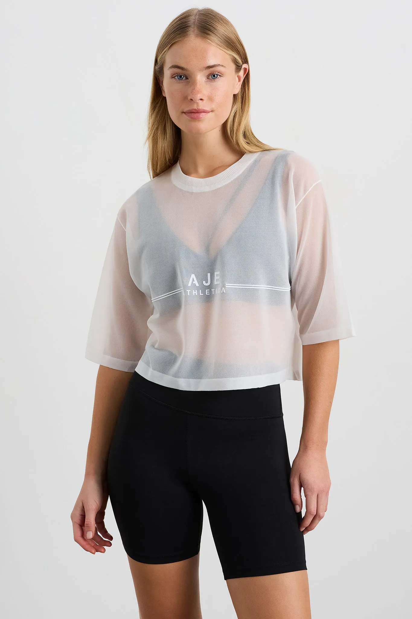 Flocked Logo Knit Tee 102 sold by Aje product image thumbnail 3