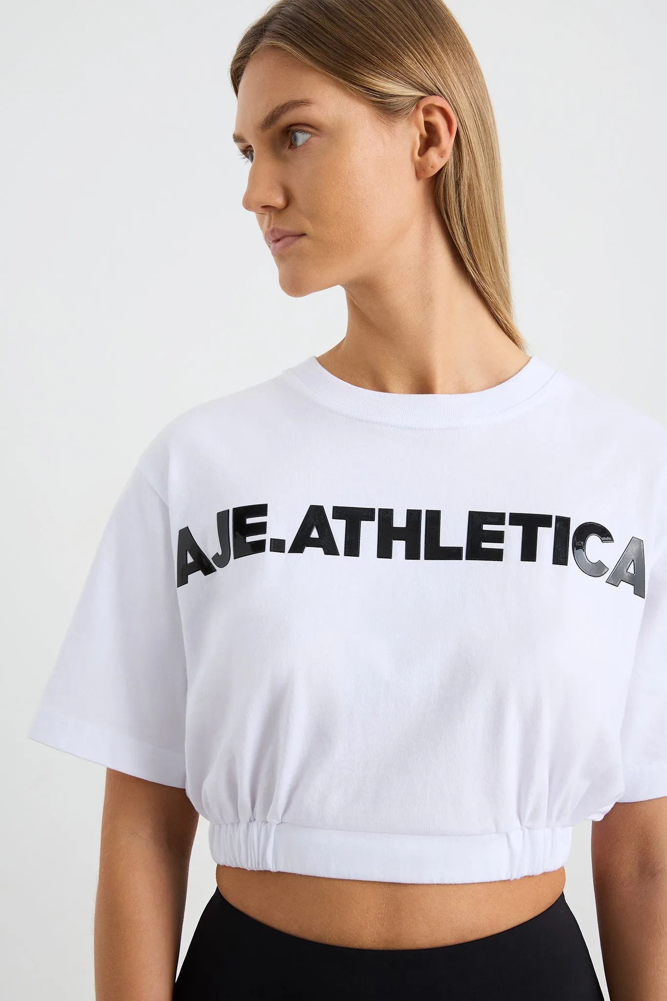 Elasticated Logo Crop Tee 105 sold by Aje product image thumbnail 4