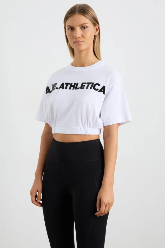 Elasticated Logo Crop Tee 105 sold by Aje