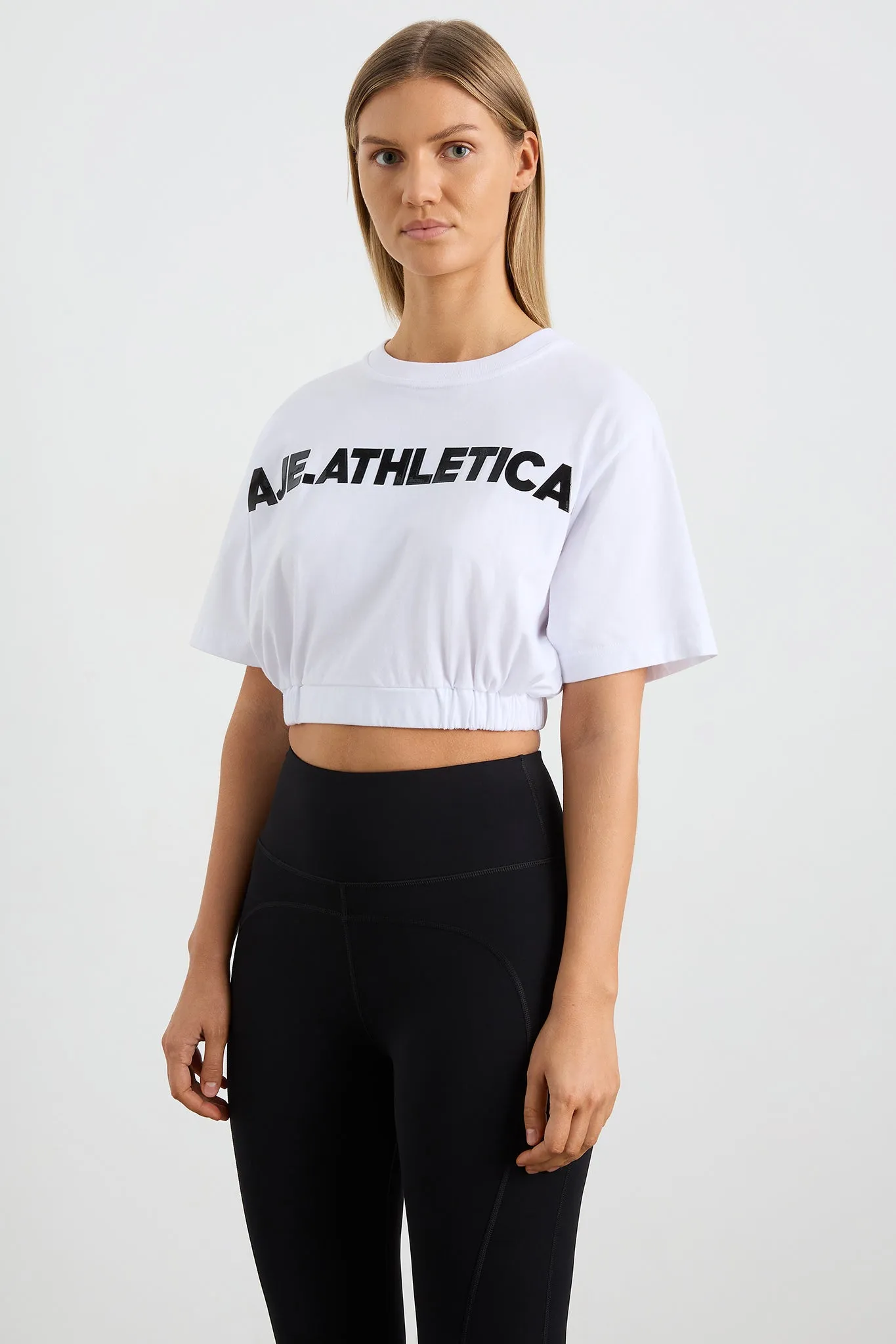Elasticated Logo Crop Tee 105 sold by Aje