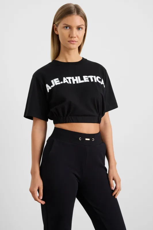 Elasticated Logo Crop Tee 105 sold by Aje