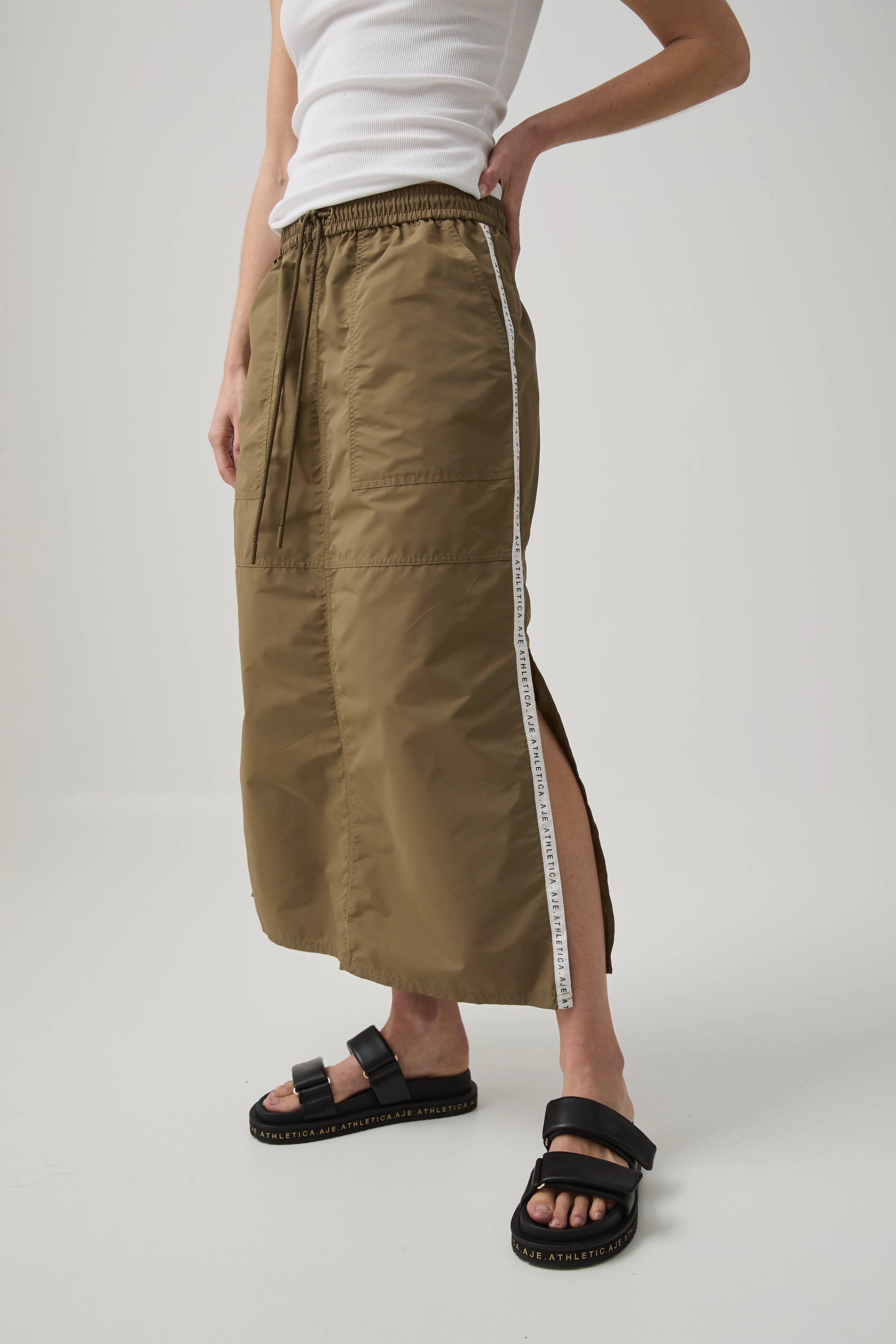 Logo Tape Spray Midi Skirt 647 sold by Aje