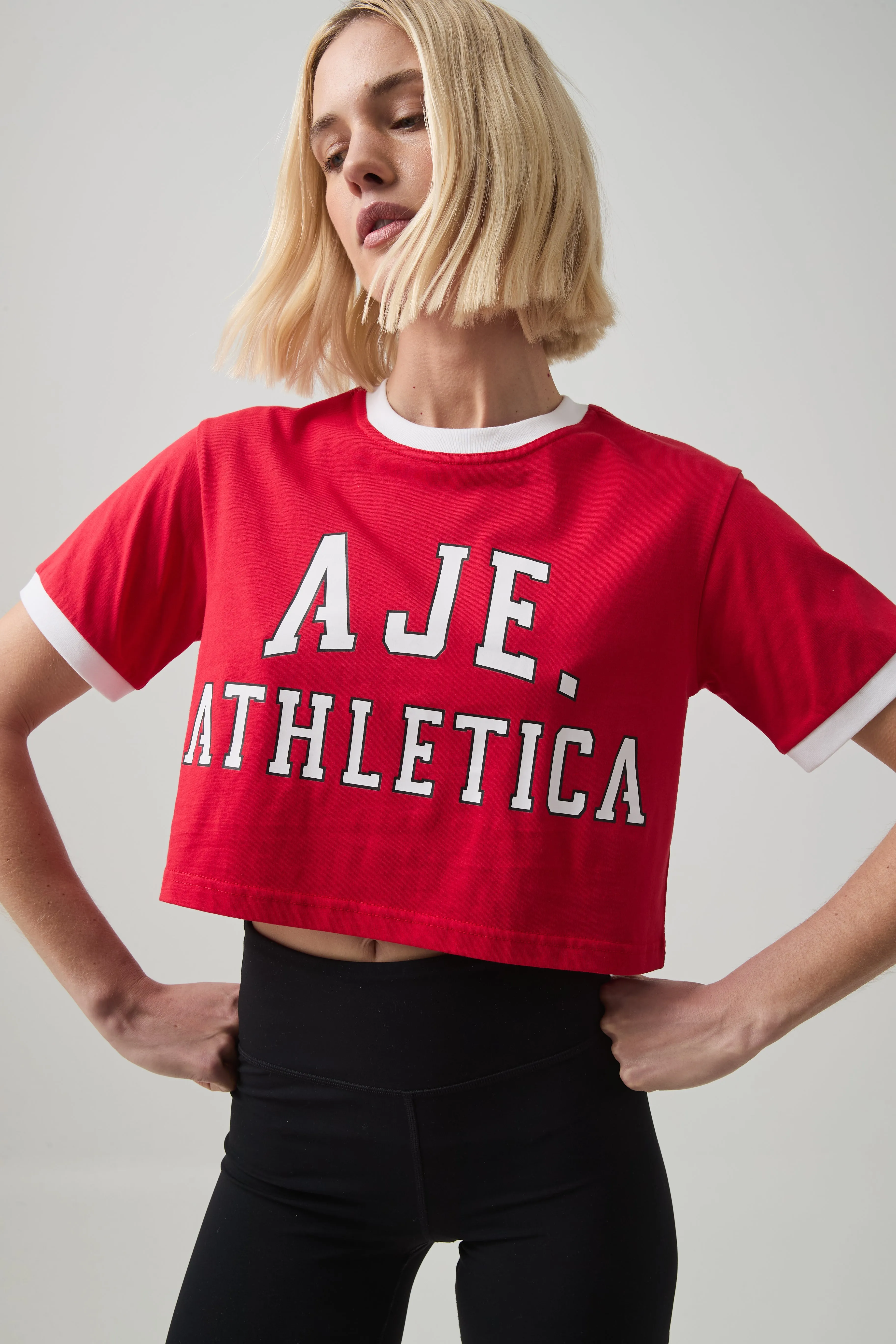 Cropped Contrast Logo Tee 105 sold by Aje product image thumbnail 3