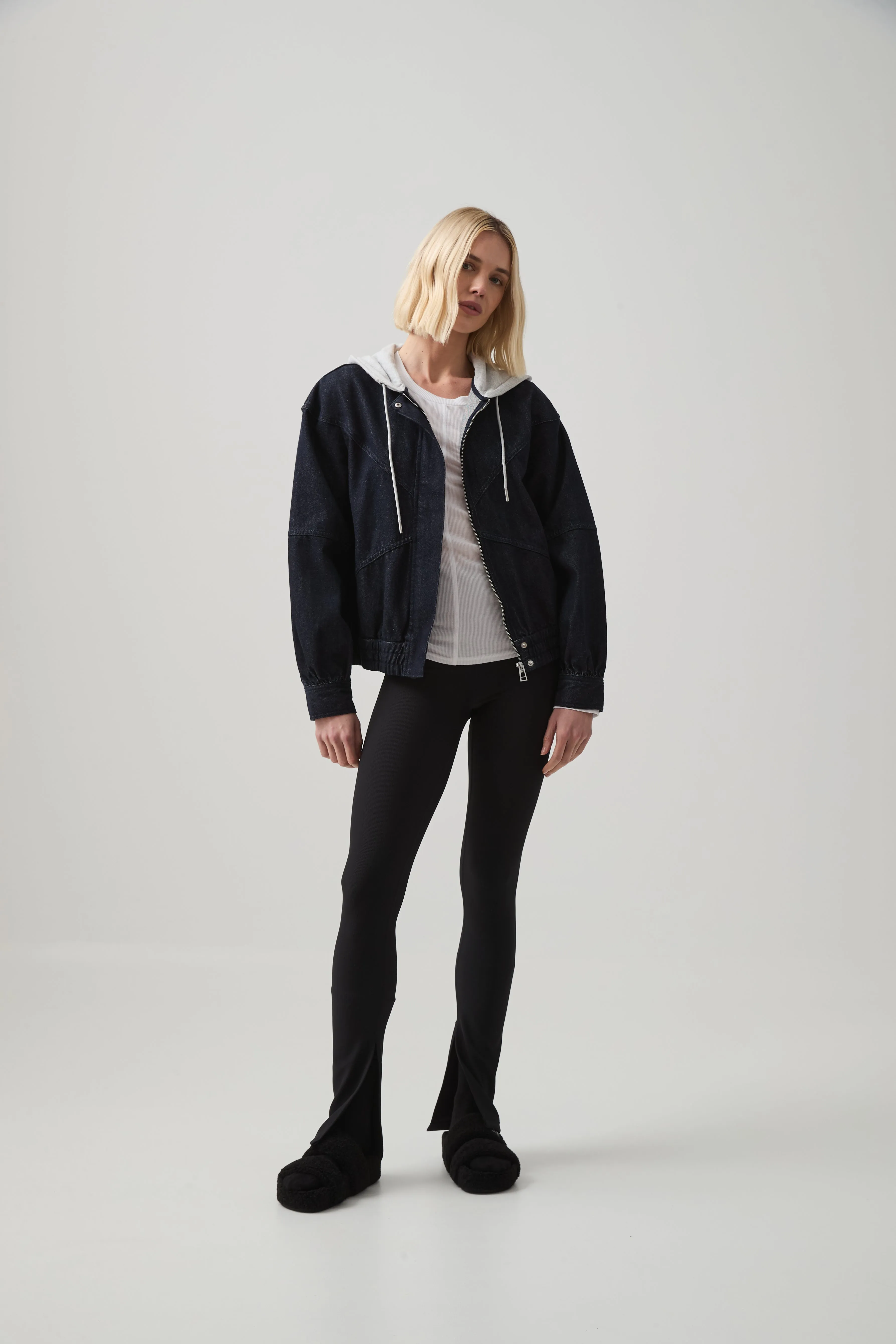 Cropped Hooded Denim Jacket sold by Aje