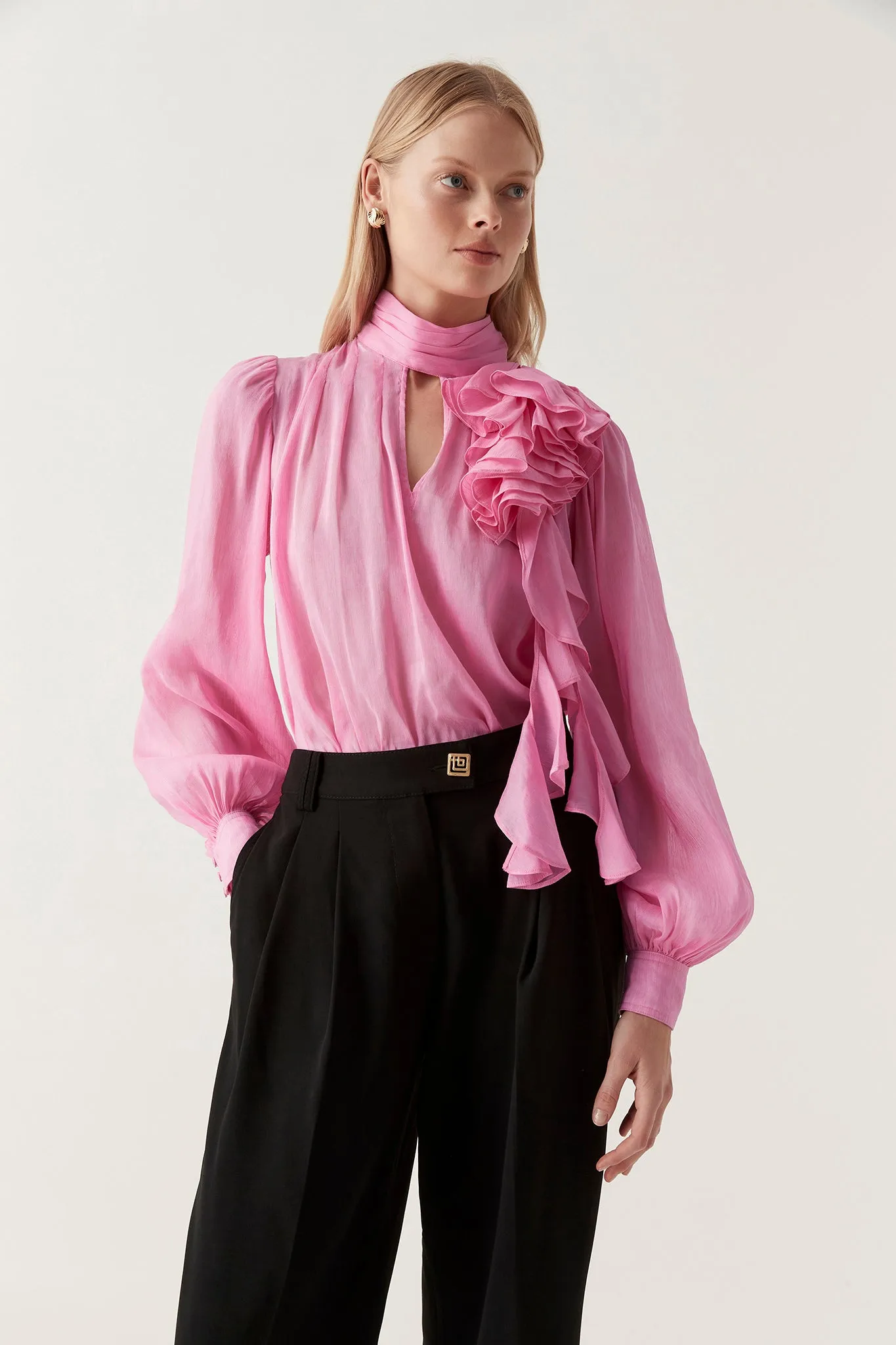 Aura Frilled Tie Blouse sold by Aje