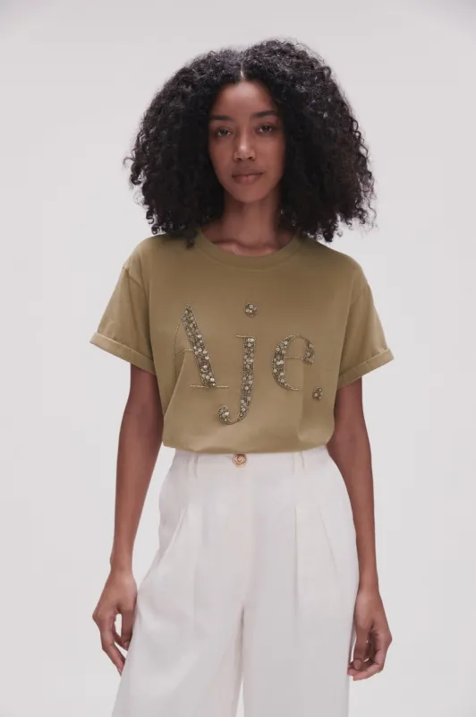 Peggy Embellished Logo Tee made by Aje