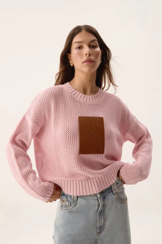 Prima Logo Knit Jumper sold by Aje