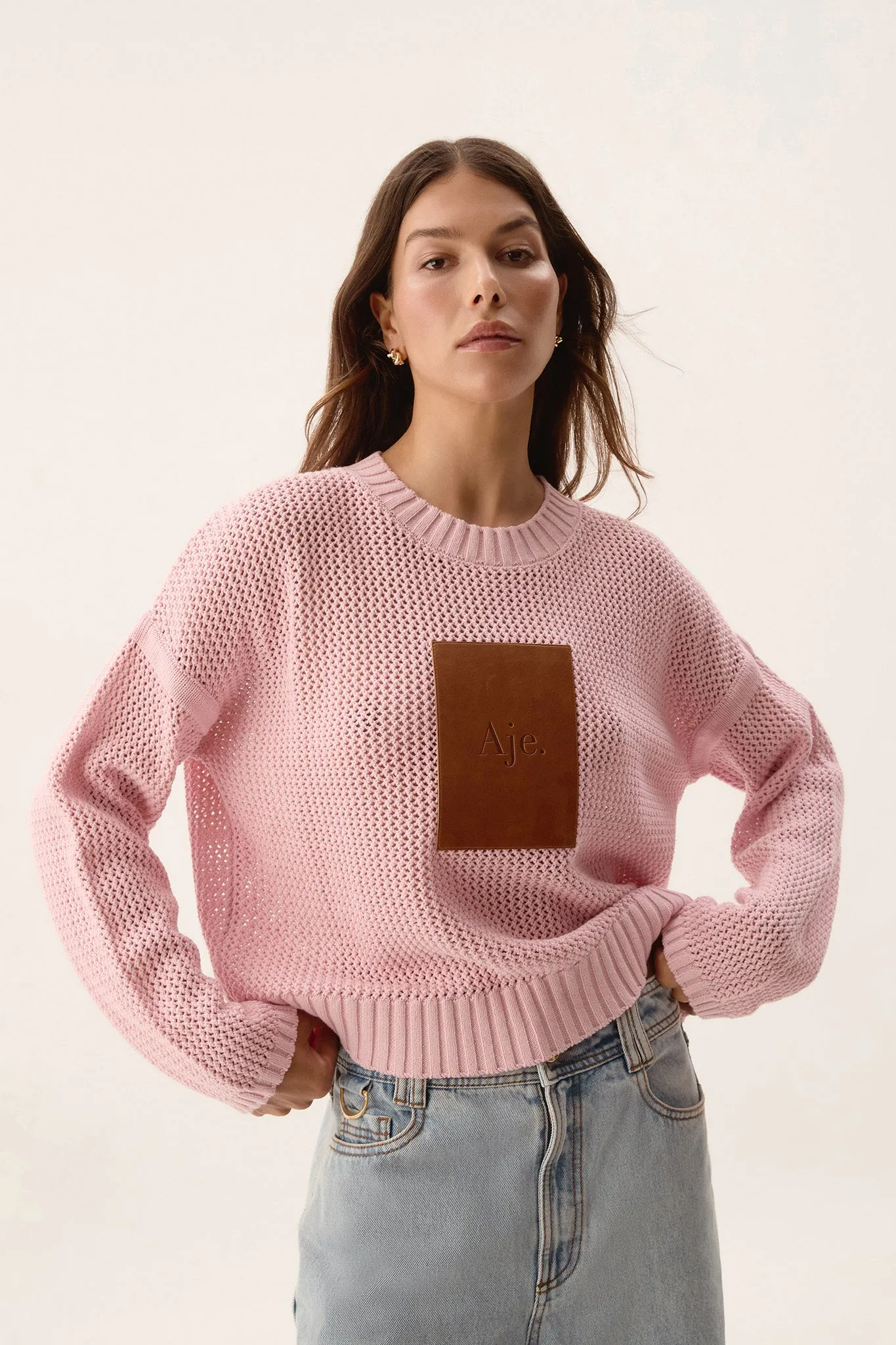 Prima Logo Knit Jumper sold by Aje