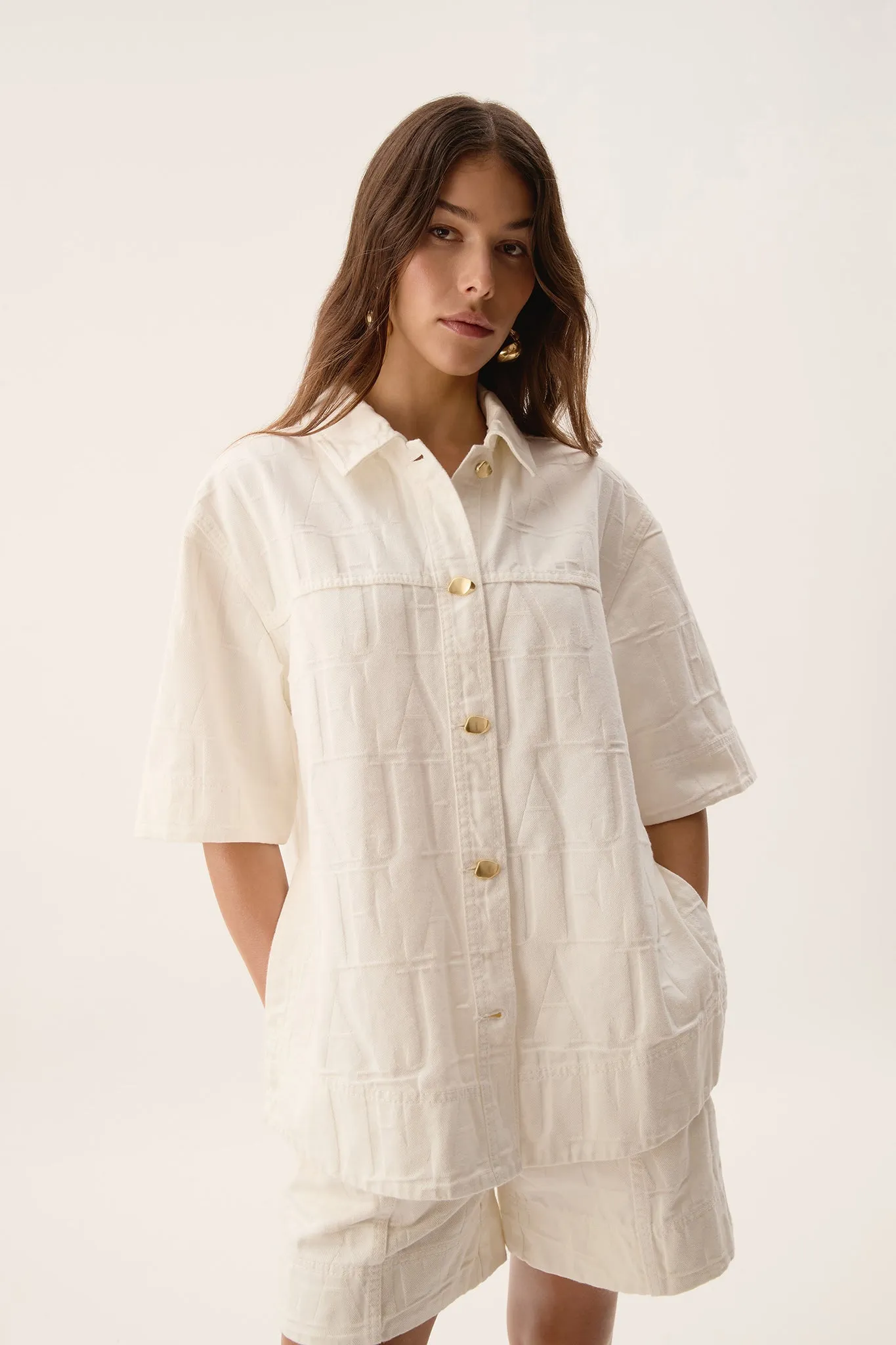 Helm Denim Shirt sold by Aje