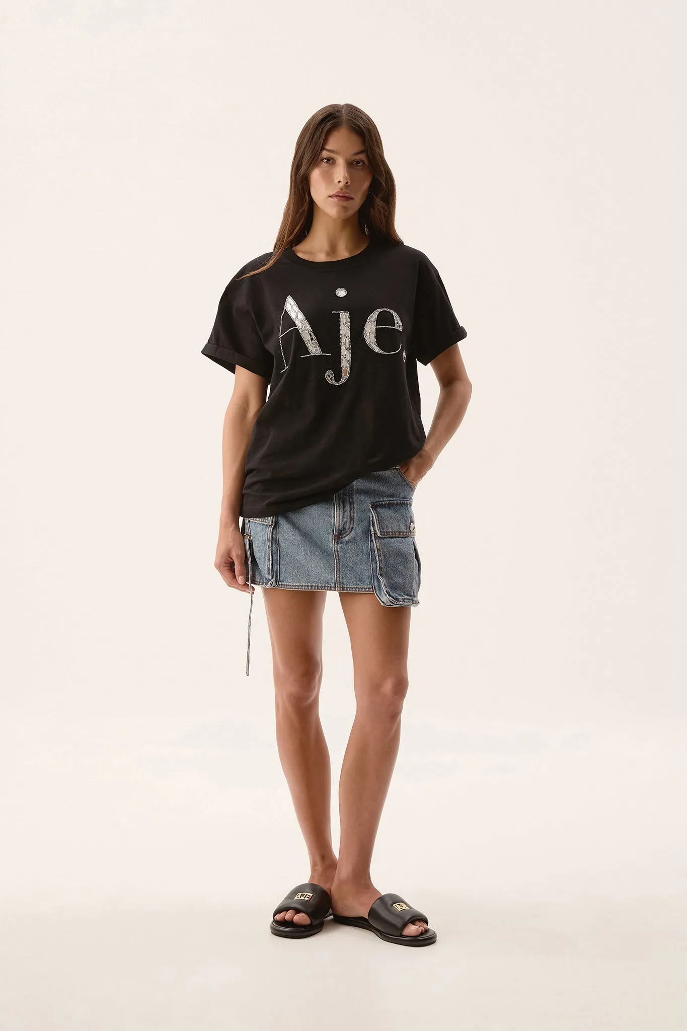 Glider Embellished Logo Tee sold by Aje