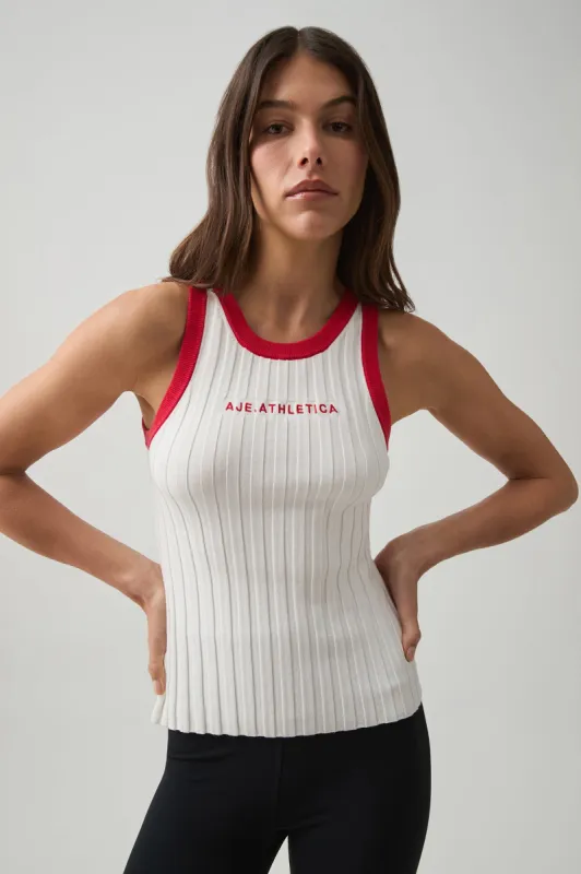 Contrast Knitted Logo Tank 108 sold by Aje