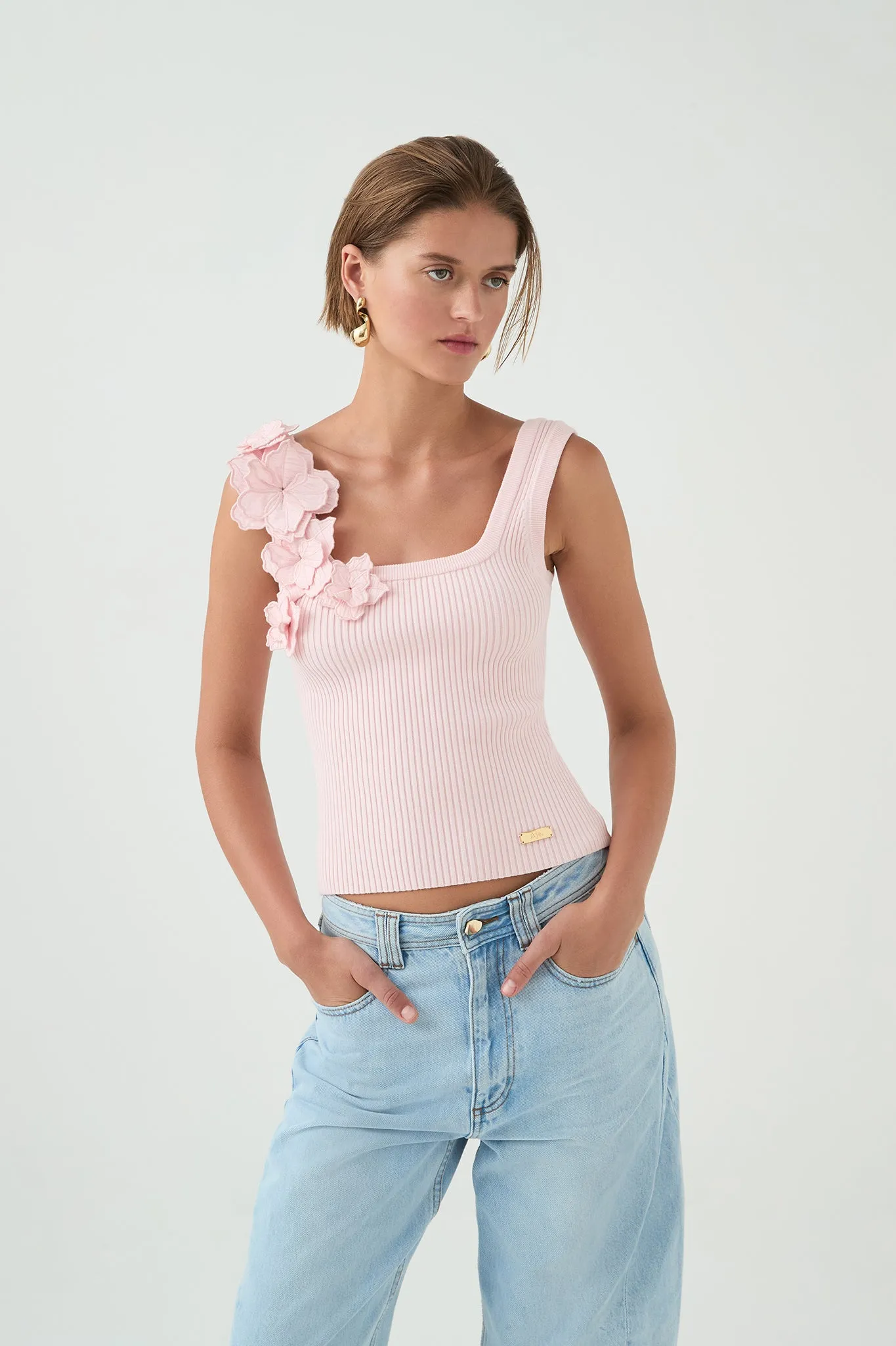 Splendour Flower Knit Tank sold by Aje