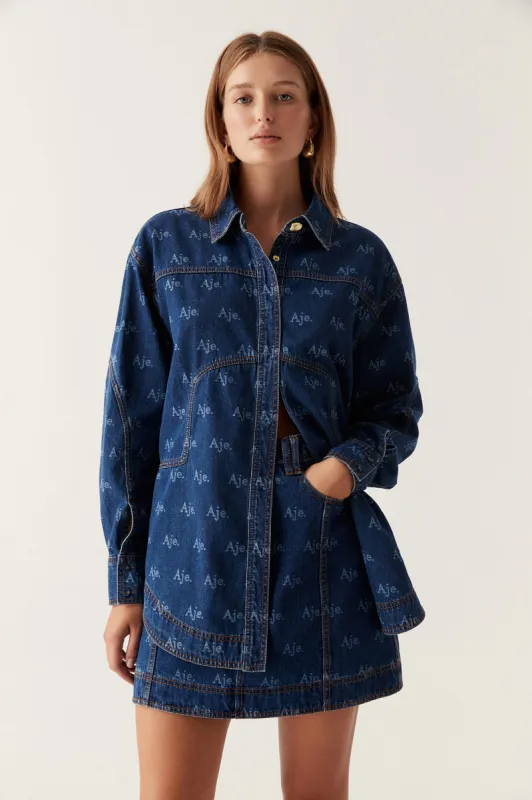 Ratio Logo Denim Shirt sold by Aje