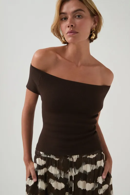 Deia Off Shoulder Knit Top sold by Aje