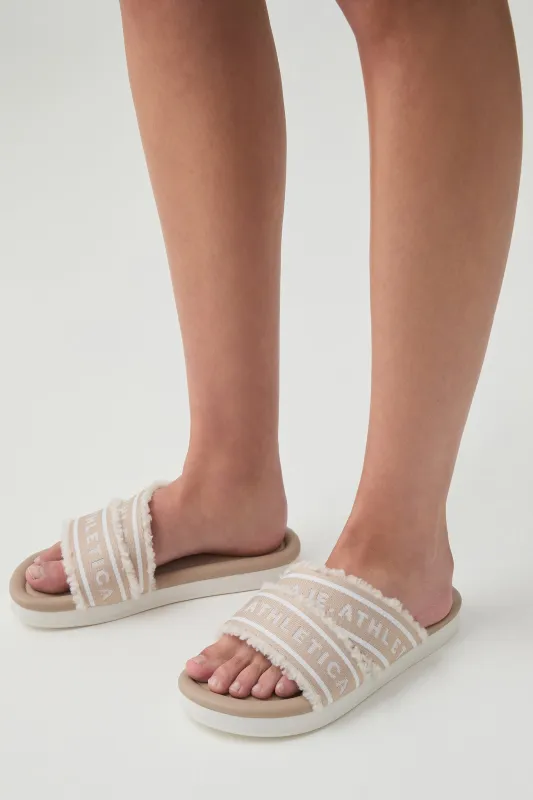 Logotape Shearling Slides 938 sold by Aje