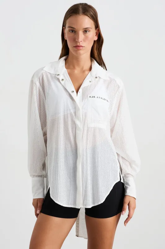Perforated Split Bk Shirt 406 sold by Aje