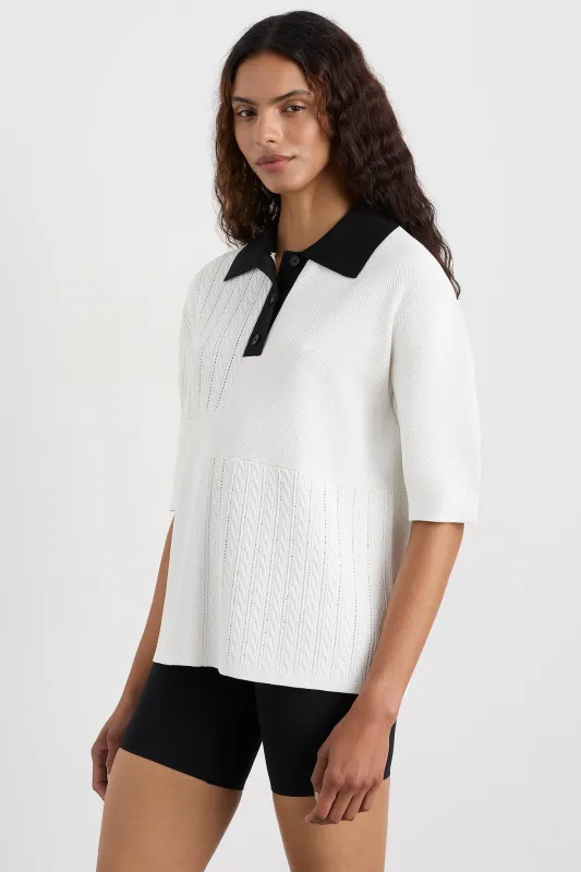 Contrast Knit Polo Shirt 341 sold by Aje