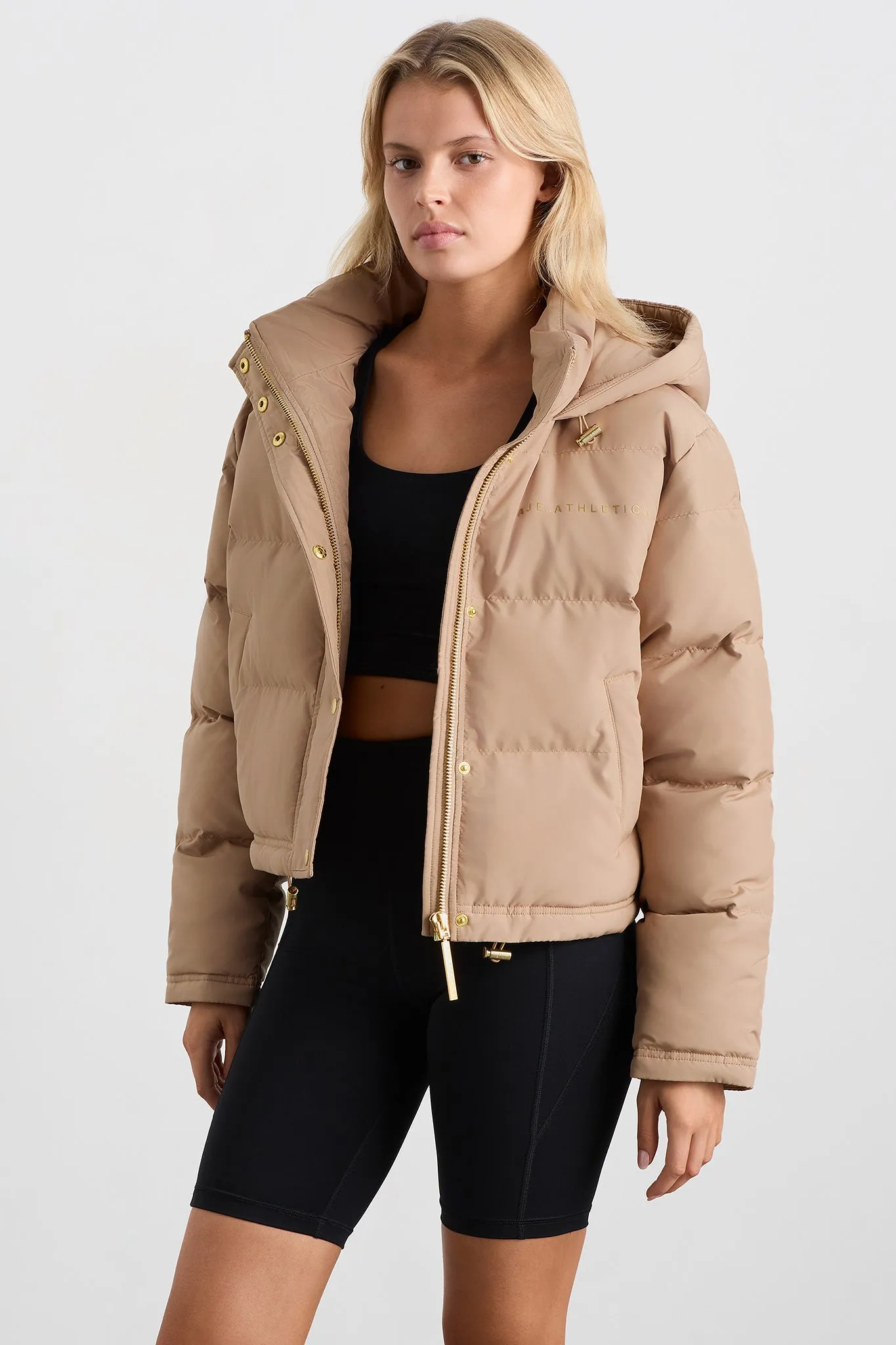 Cropped Signature Logo Hooded Puffer 711 sold by Aje