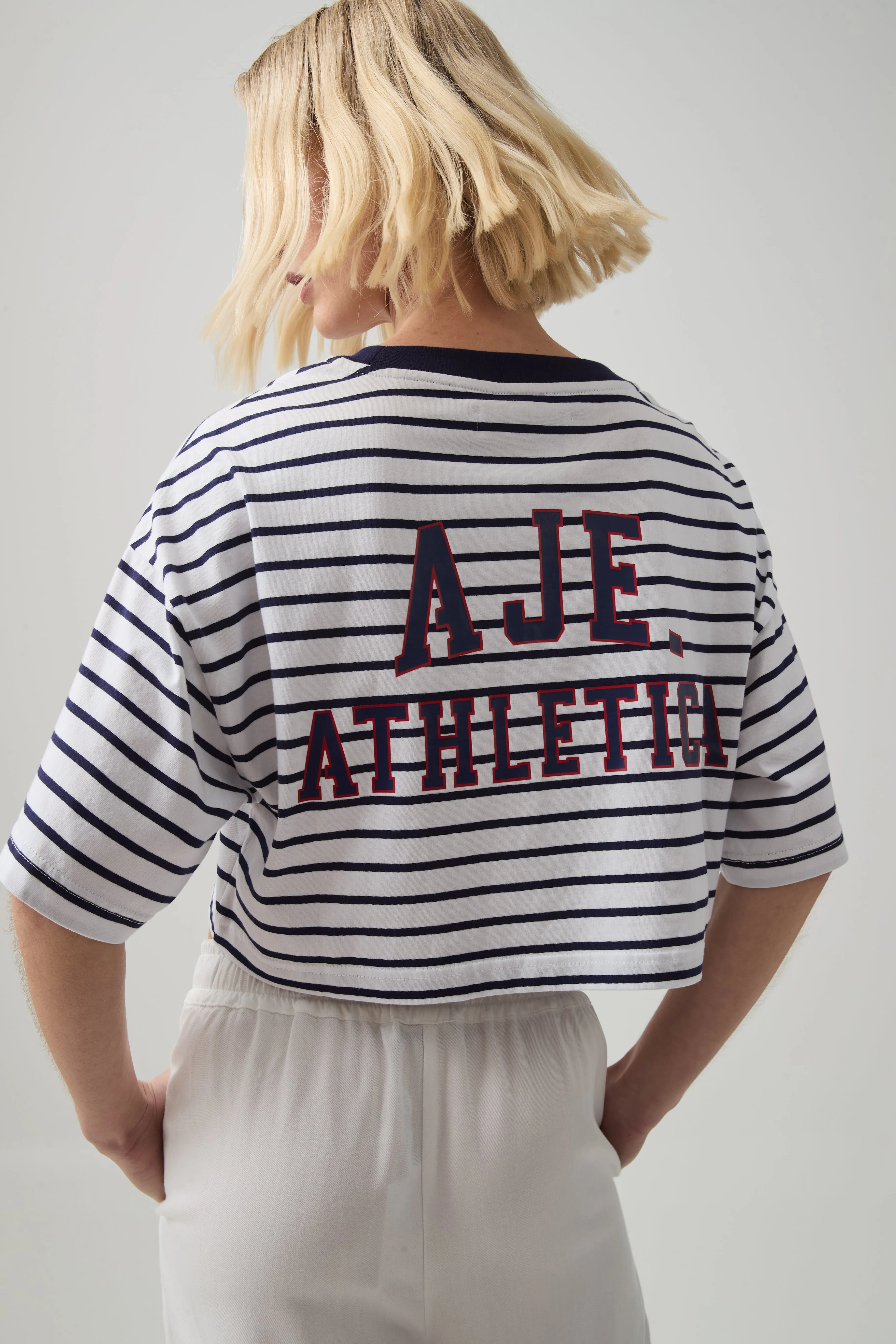 Cropped Stripe Logo Tee 105 sold by Aje product image thumbnail 5