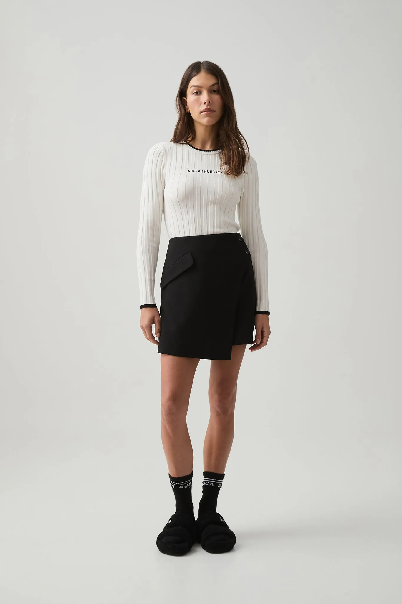 Contrast Long Sleeve Rib Knit Top 438 sold by Aje