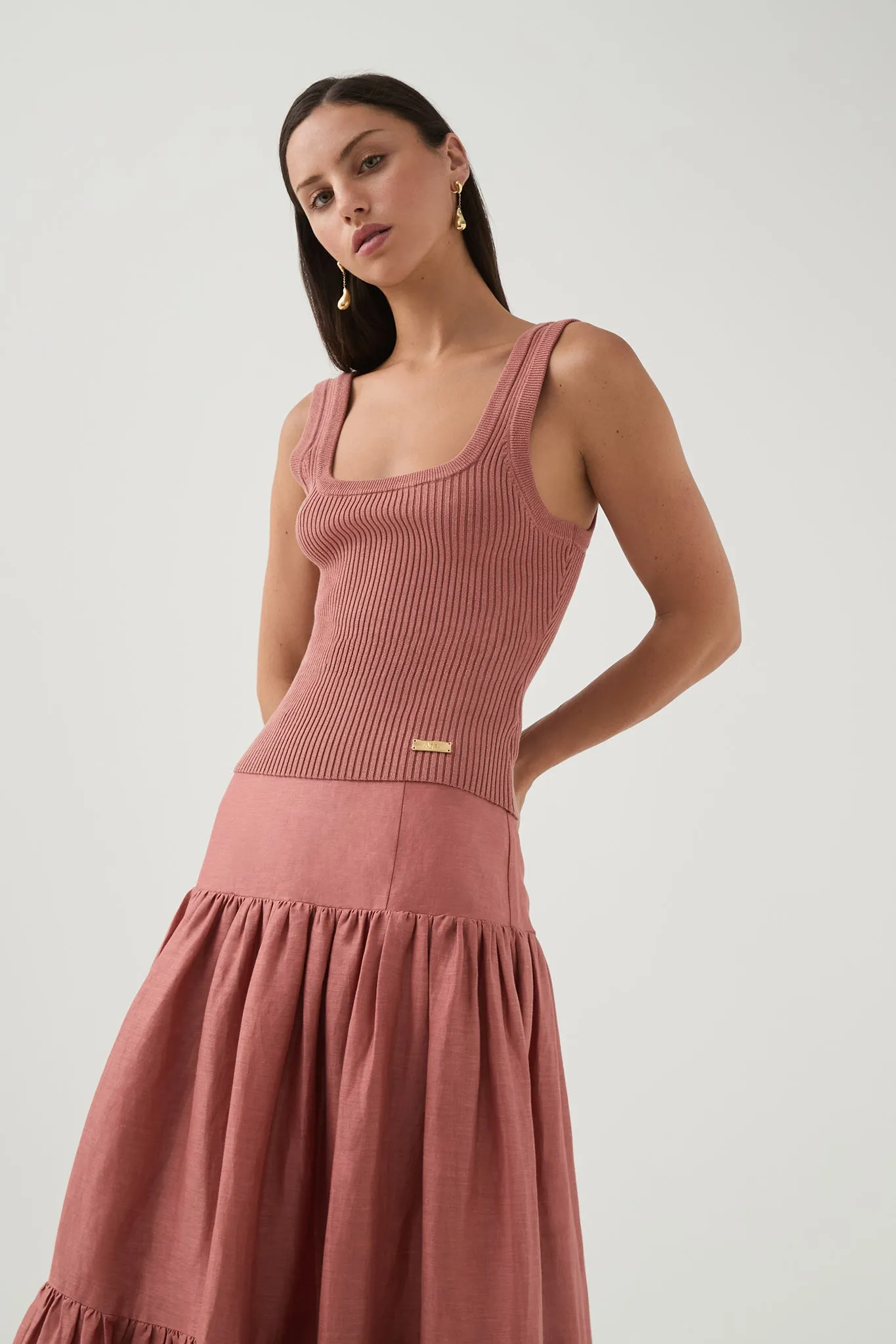 Bronte Scoop Neck Rib Tank sold by Aje