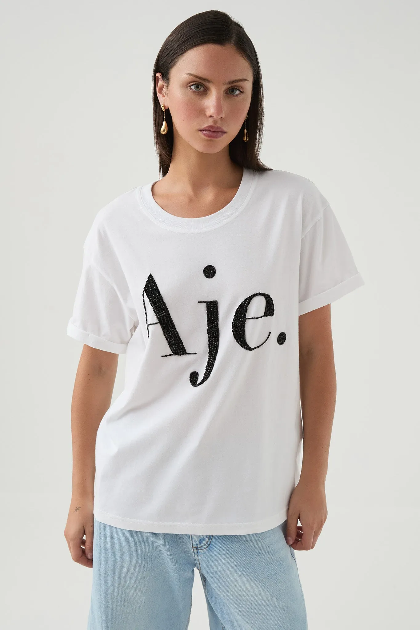 Beyond Embellished Logo Tee sold by Aje