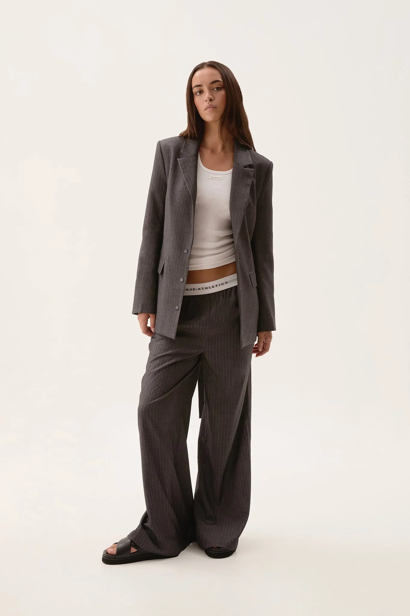 Pinstripe Logo Belt Blazer 789 sold by Aje product image thumbnail 3