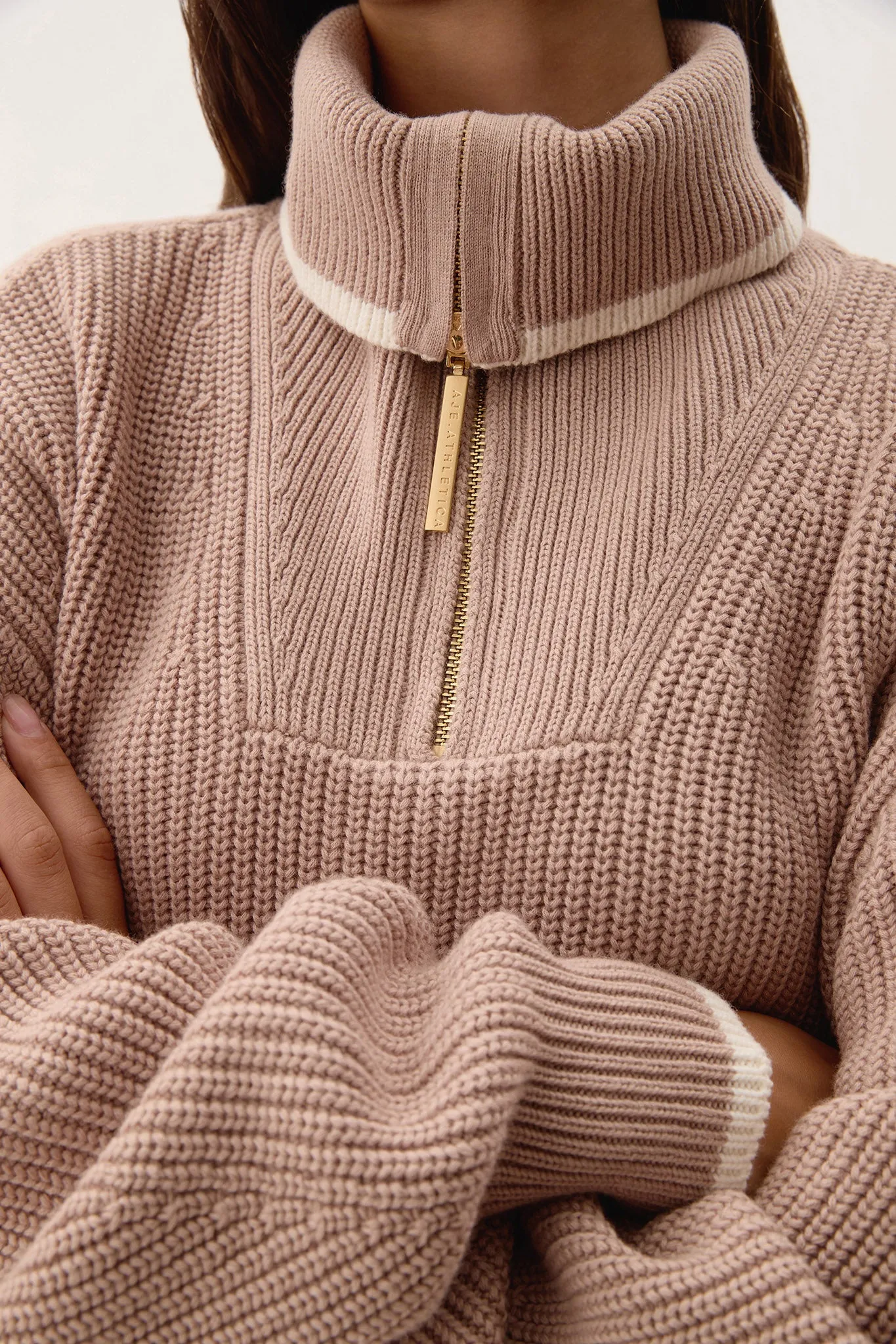 1/4 Zip Ribbed Knit Jumper 431 sold by Aje product image thumbnail 4