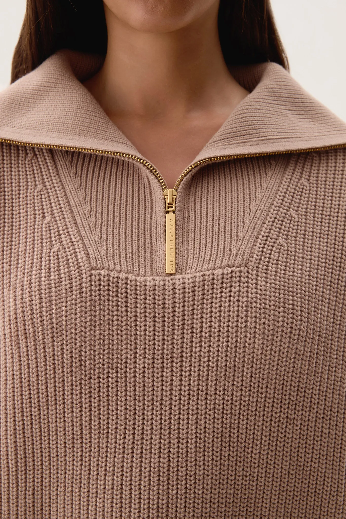 1/4 Zip Ribbed Knit Jumper 431 sold by Aje product image thumbnail 5