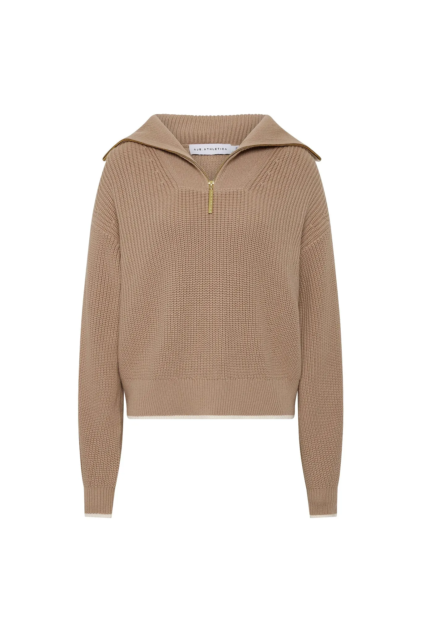 1/4 Zip Ribbed Knit Jumper 431 sold by Aje product image thumbnail 2