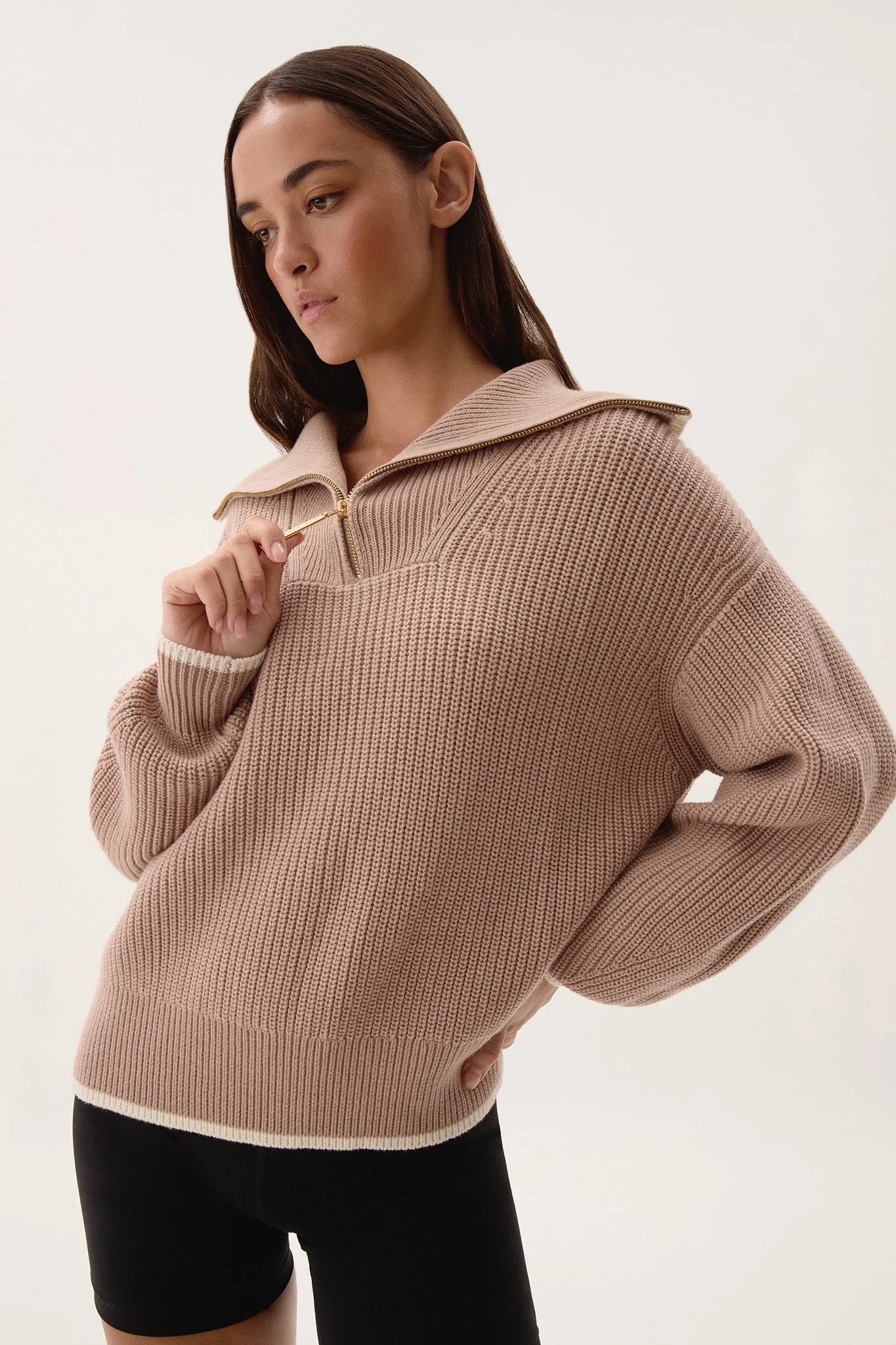 1/4 Zip Ribbed Knit Jumper 431 sold by Aje product image thumbnail 3