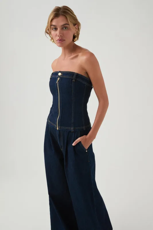 Junee Strapless Denim Bustier sold by Aje