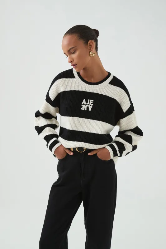 Montage Stripe Logo Knit sold by Aje
