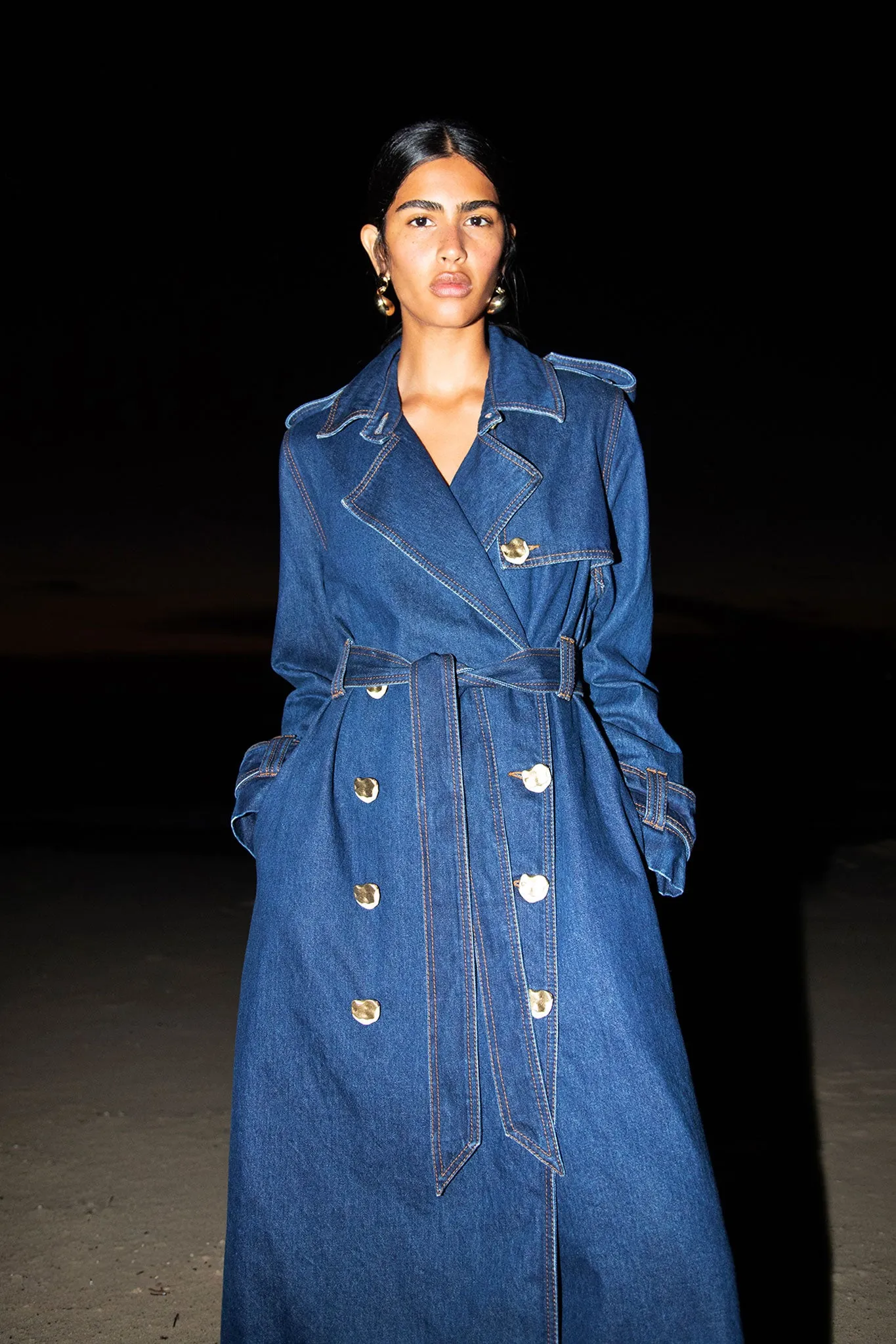 Genesis Denim Trench sold by Aje