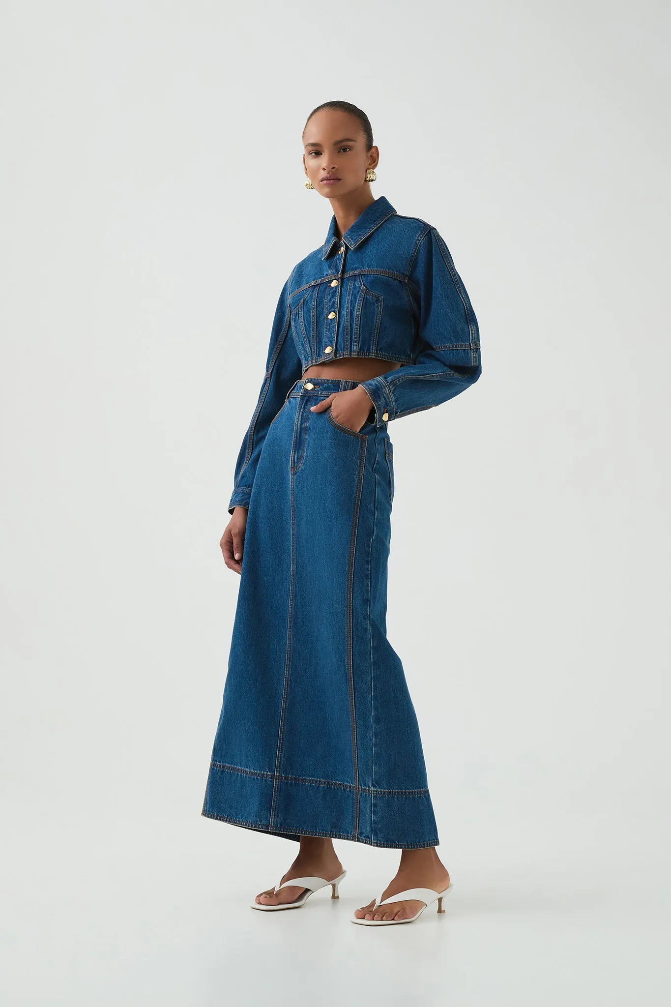 Phoenix Denim Midi Skirt sold by Aje product image thumbnail 5
