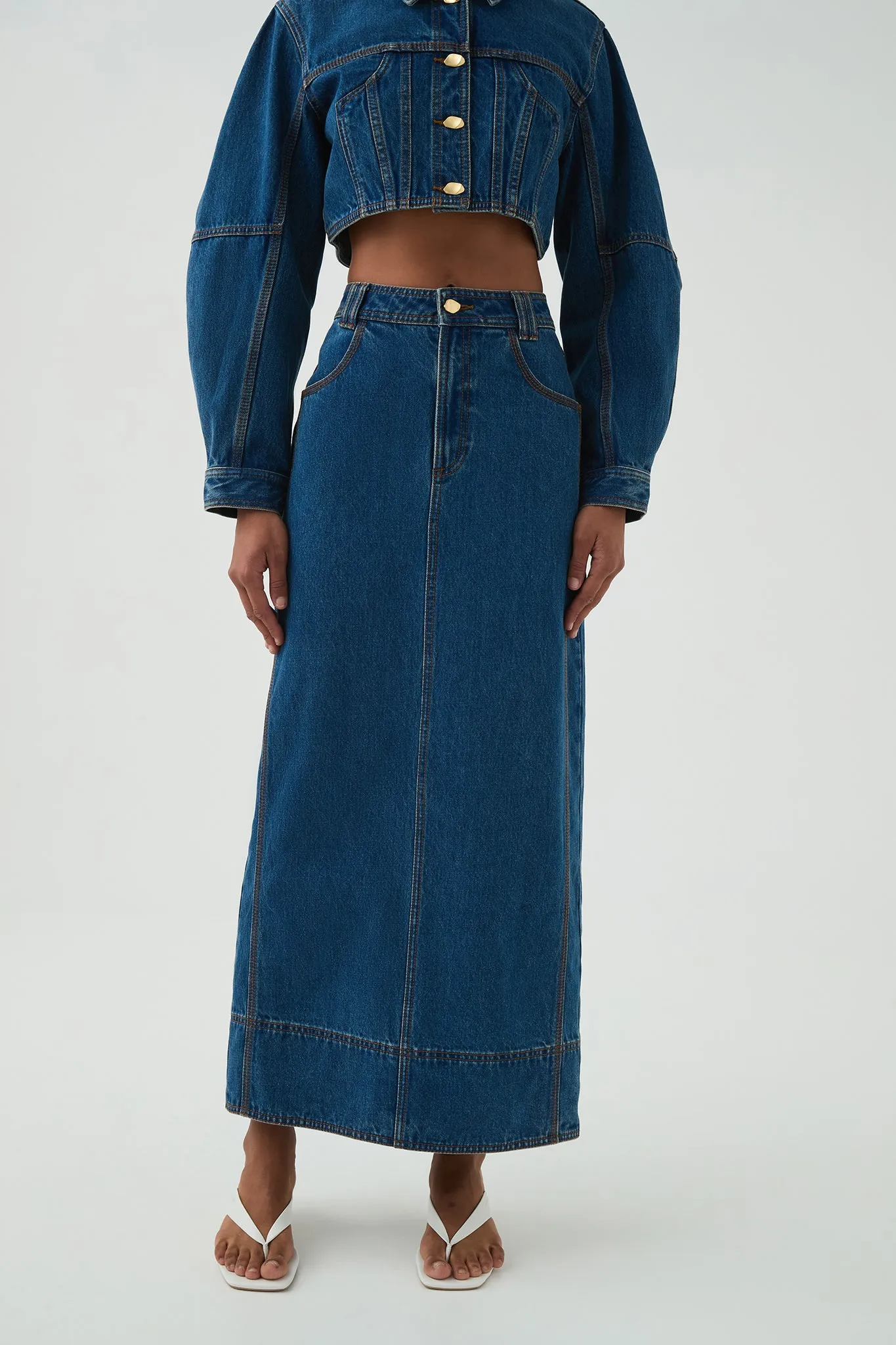Phoenix Denim Midi Skirt sold by Aje product image thumbnail 3