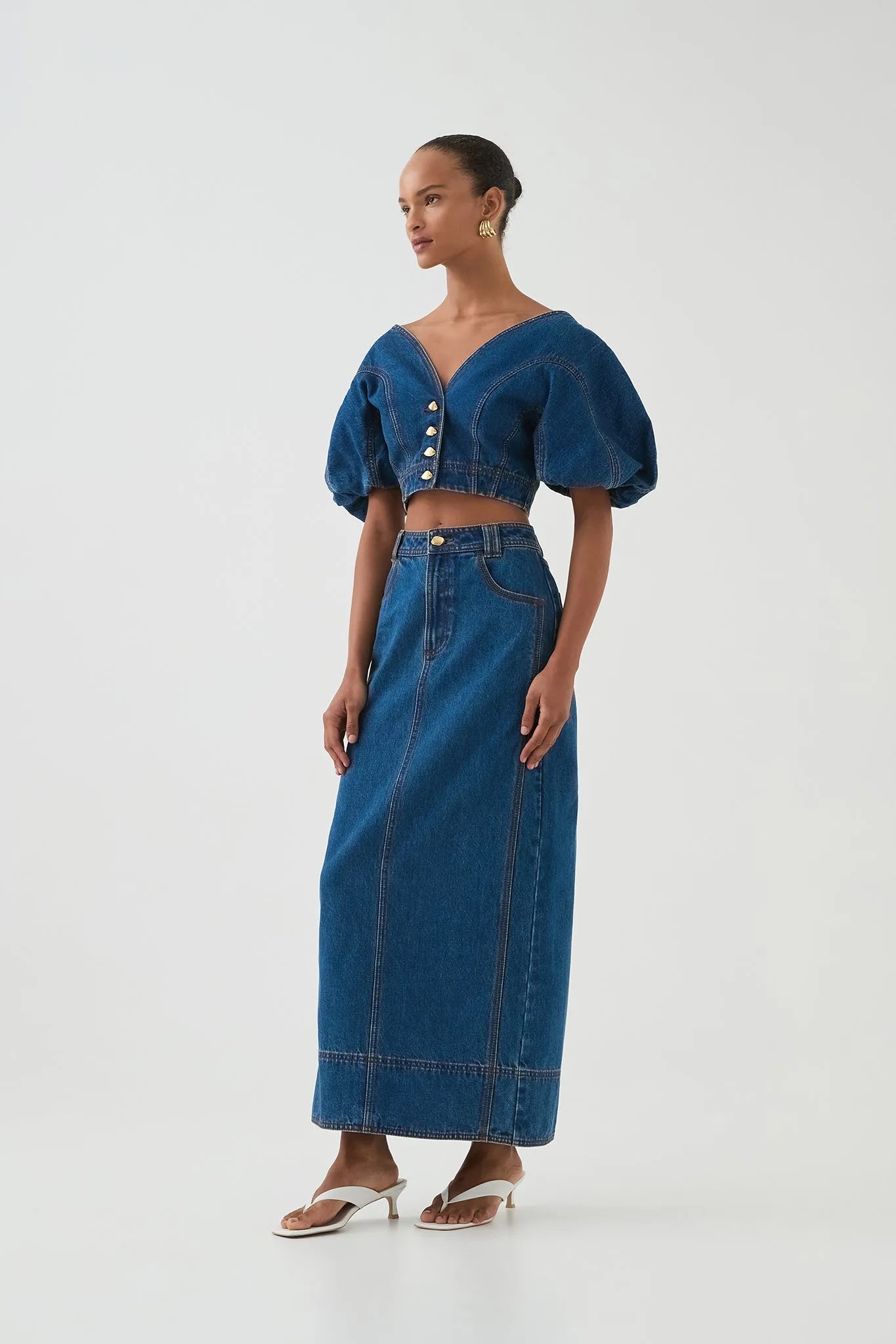 Harper Cropped Denim Top sold by Aje product image thumbnail 4
