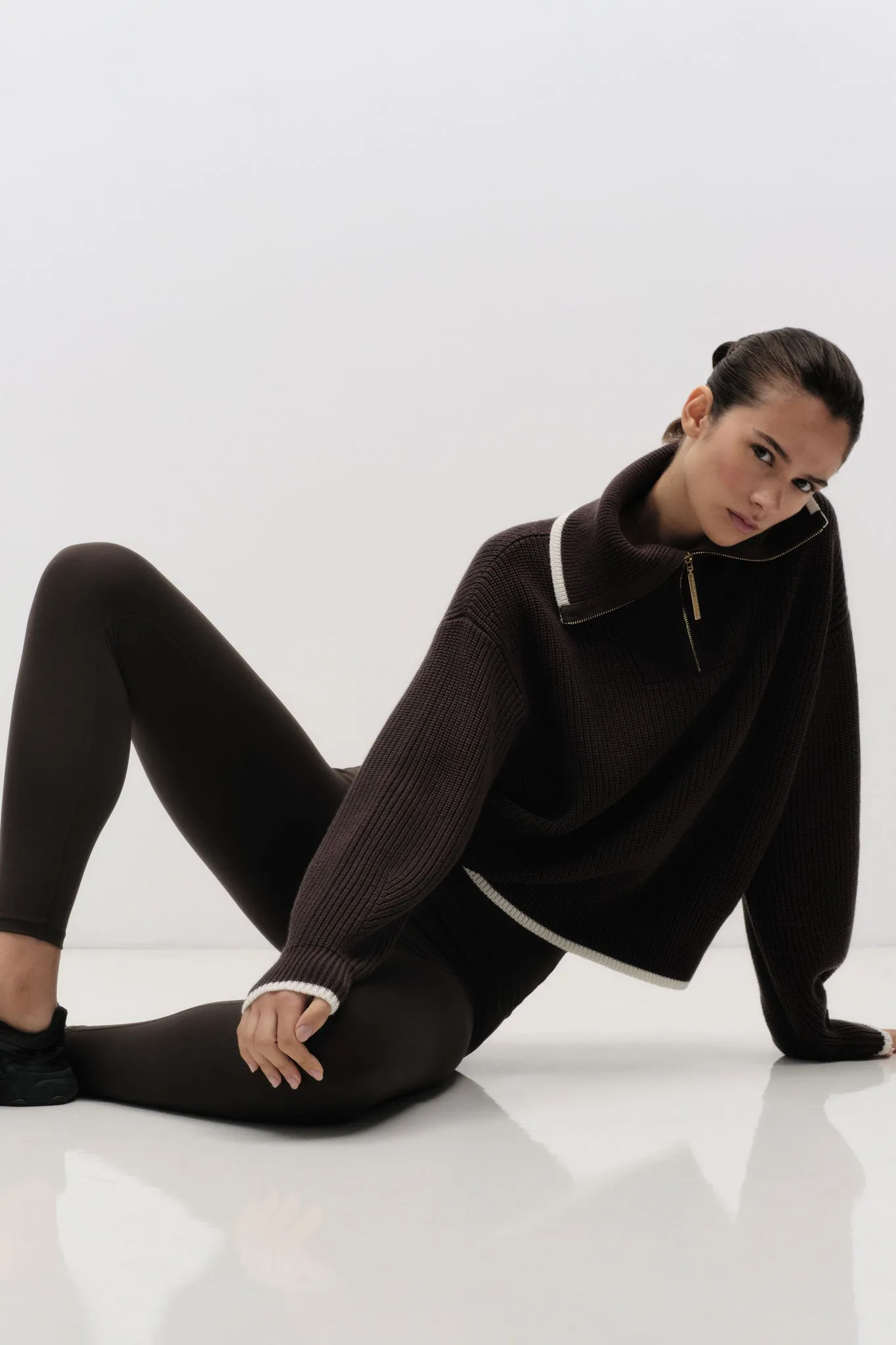 1/4 Zip Ribbed Knit Jumper 431 sold by Aje