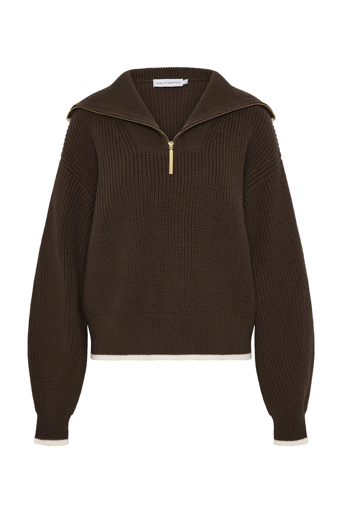 1/4 Zip Ribbed Knit Jumper 431 sold by Aje product image thumbnail 2