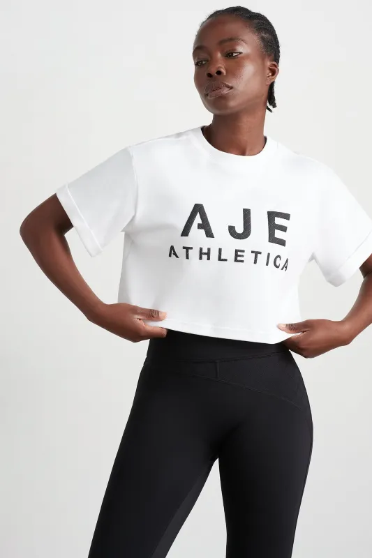 Quilted Logo Crop Tee 105 sold by Aje