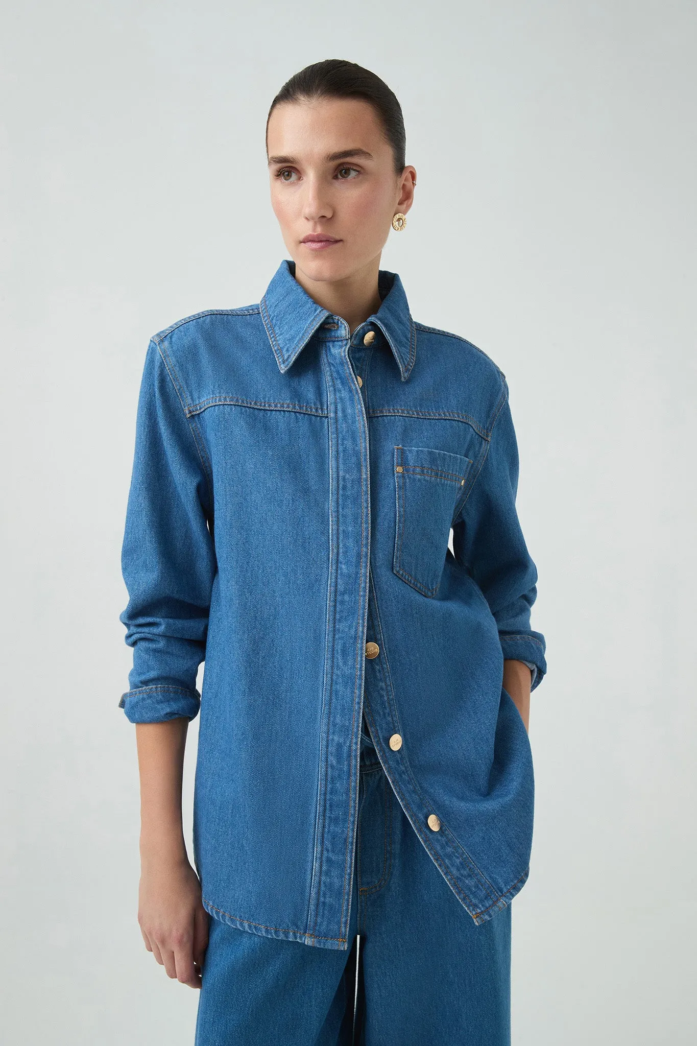 Long Sleeve Sunray Denim Shirt sold by Aje
