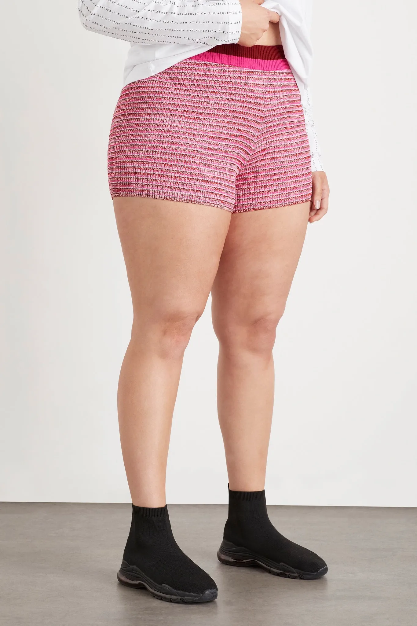 High Rise Striped Knit Bike Shorts 625 sold by Aje product image thumbnail 2