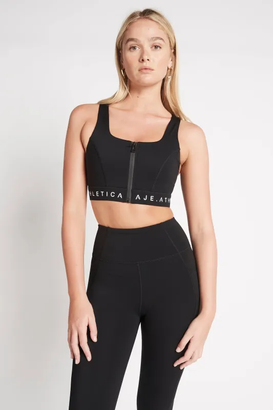 Zip Front Logotape Sports Bra 319 made by Aje
